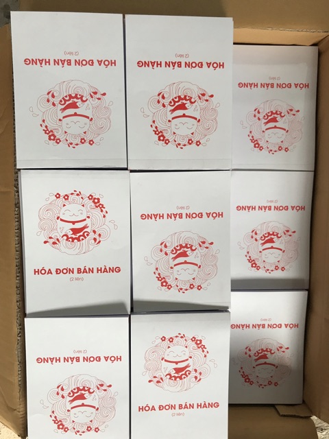 Hóa đơn bán hàng mèo thần tài 1liên, 2liên khổ a6