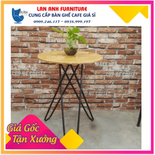Bàn gỗ cao su phủ vân sồi chân chéo (LA-T015)