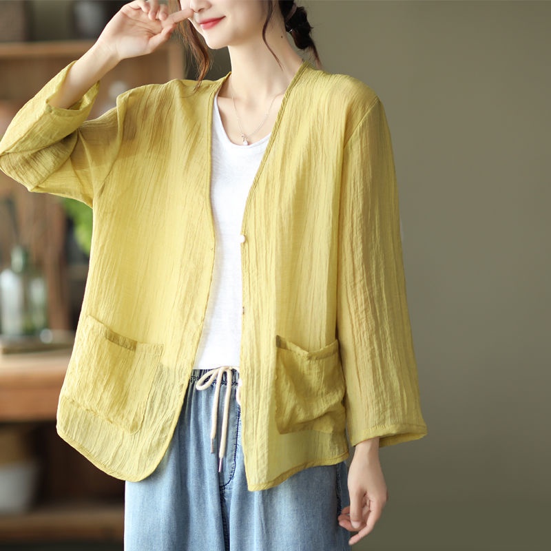 Áo Khoác Cardigan Chống Nắng Bằng Lụa Lạnh Mỏng Tay Dài Dáng Rộng Phong Cách Hàn Quốc Thời Trang Mùa Hè 2022 Mới