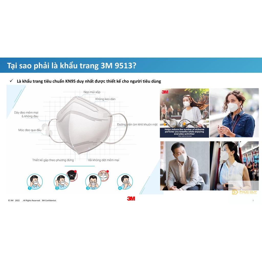 [CHÍNH HÃNG] Khẩu trang 3M 9513 Khẩu trang ngăn bụi mịn PM2.5, ngăn vi kh.uẩn đạt chuẩn KN95