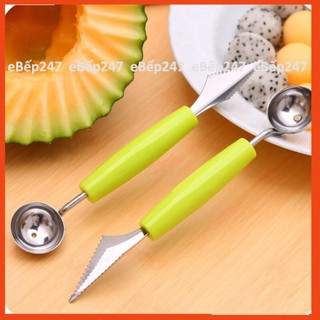 Dụng cụ cắt tỉa, trang trí tạo hình hoa quả 2 đầu muỗng và dao, đa năng tiện dụng, siêu bền - eBếp247