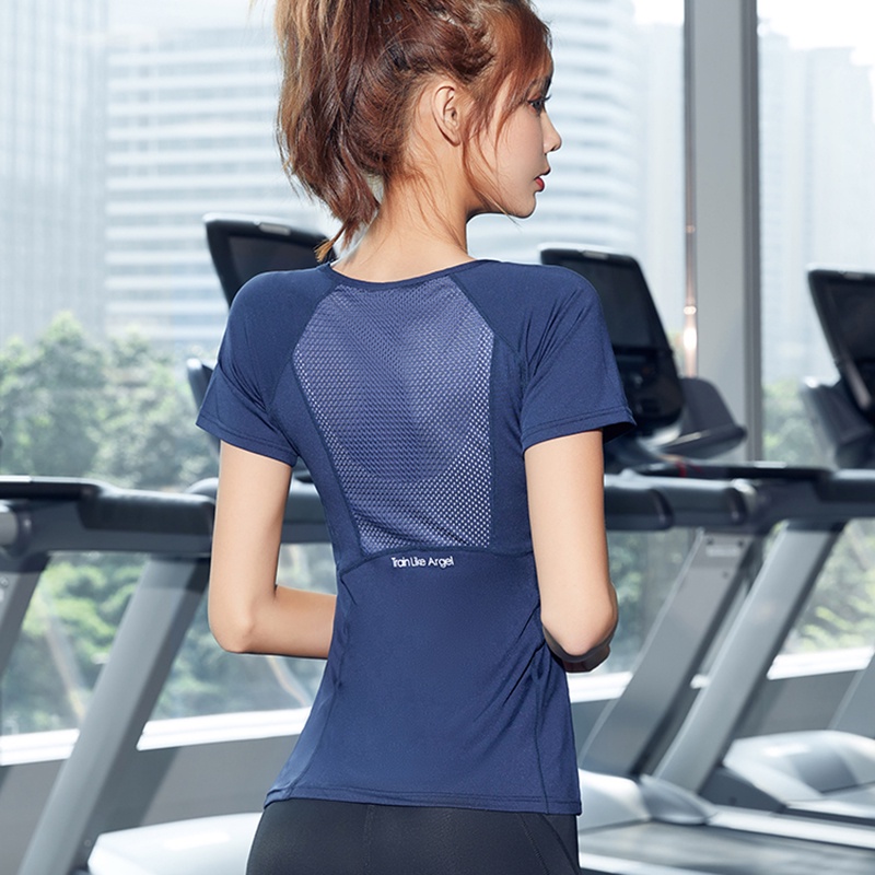 Áo tập gym, yoga nữ Louro LA35, kiểu áo tập thể thao nữ tay ngắn, chất liệu thoáng mát, co giãn 4 chiều