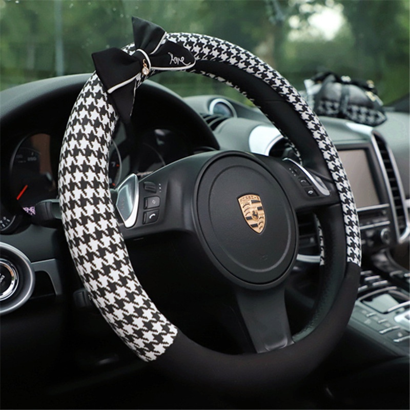 Vỏ BọC Vô Lăng ThắT Nơ Dễ Thương 38cm Universal Cho Xe Hơi