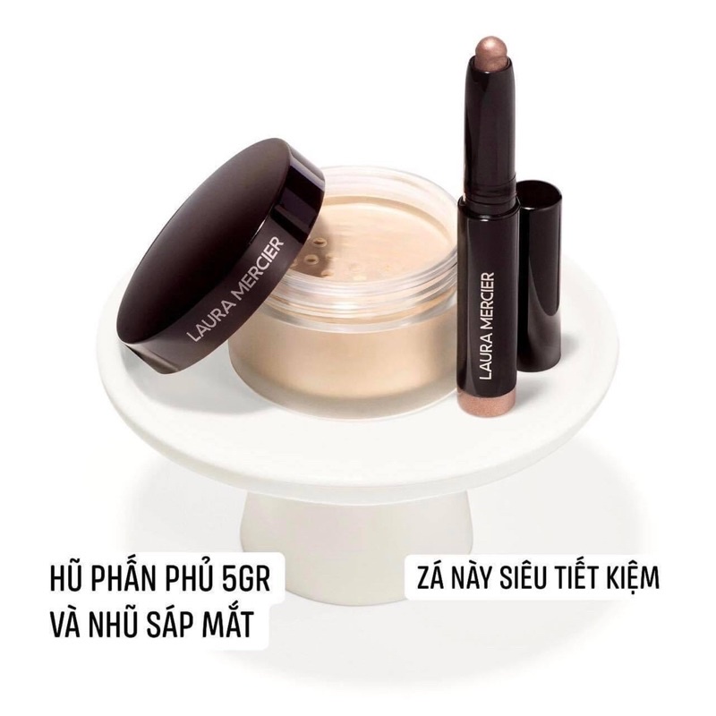 Set Laura Mercier mini: phấn bột + nhũ mắt