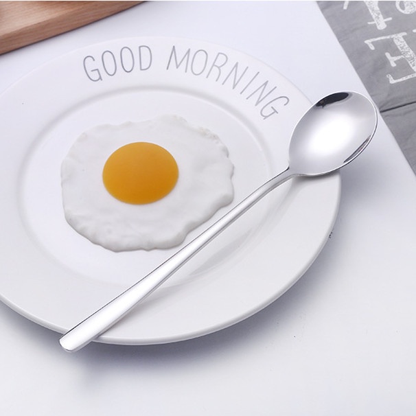 Muỗng cà phê/ Nĩa tay cầm dài bằng thép không gỉ 304 phong cách Hàn Quốc