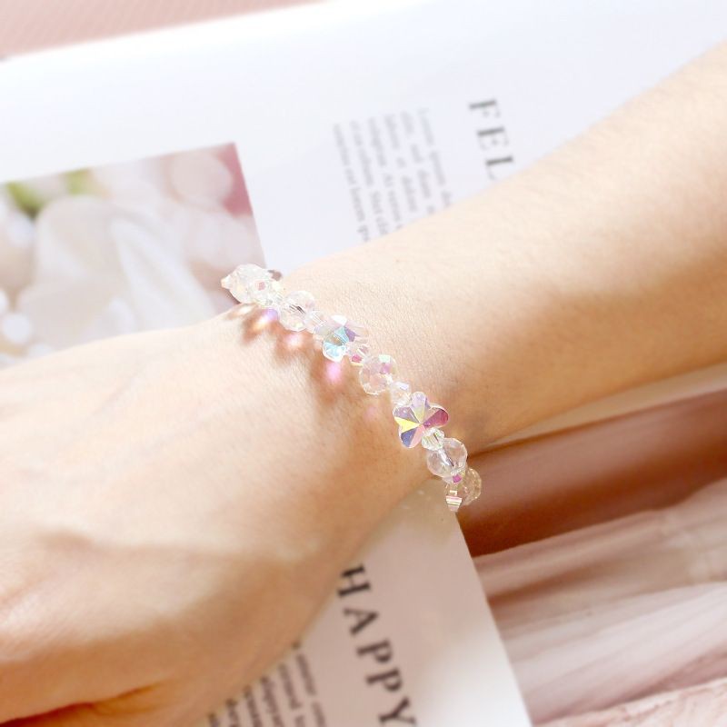 Lắc tay nữ - Vòng tay nữ đá pha lê kết hợp bạc S925 lấp lánh sang trọng Vườn Trang Sức