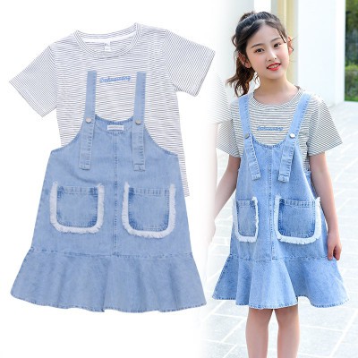 Sét áo váy yếm bò bé gái lớn size 22-50kg  BV04