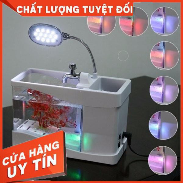 (SỈ = LẺ XẢ KHO, FREE SHIP) Bể Cá Mini Kiêm Đồng Hồ Để Bàn Siêu Dễ Thương Màu Ngẫu Nhiên