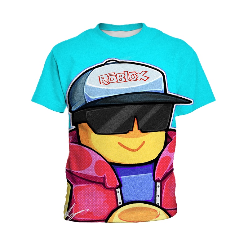 Áo Thun Tay Ngắn In Hoạt Hình ROBLOX Dễ Thương Cho Bé Trai Từ 3-13 Tuổi