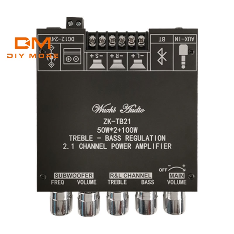 DIYMORE Bảng mạch khuếch đại âm thanh Zk-Mt21 Zk-Tb21 Tpa3116D Bluetooth 5.0 50wx2 + 100w 2.1 kênh