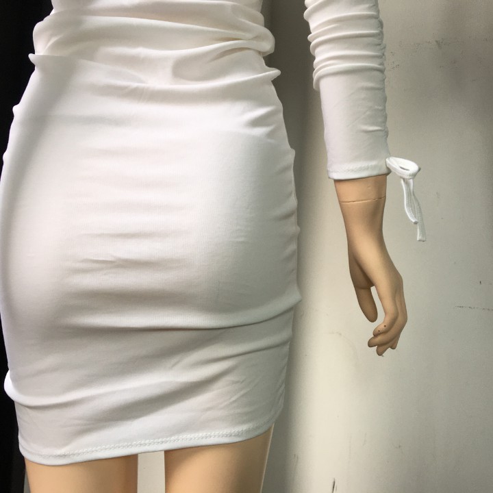 Đầm body thun borip tay dài trễ vai