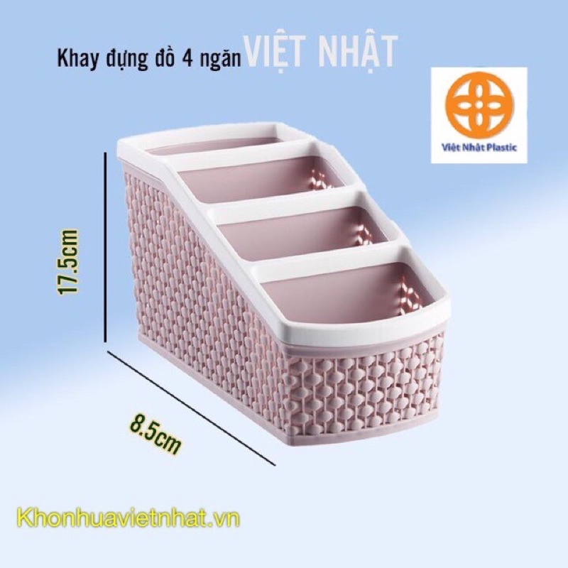 Kệ đựng bút 4 ngăn, khay nhựa đựng đồ tiện ích 4 ngăn Việt Nhật 5696
