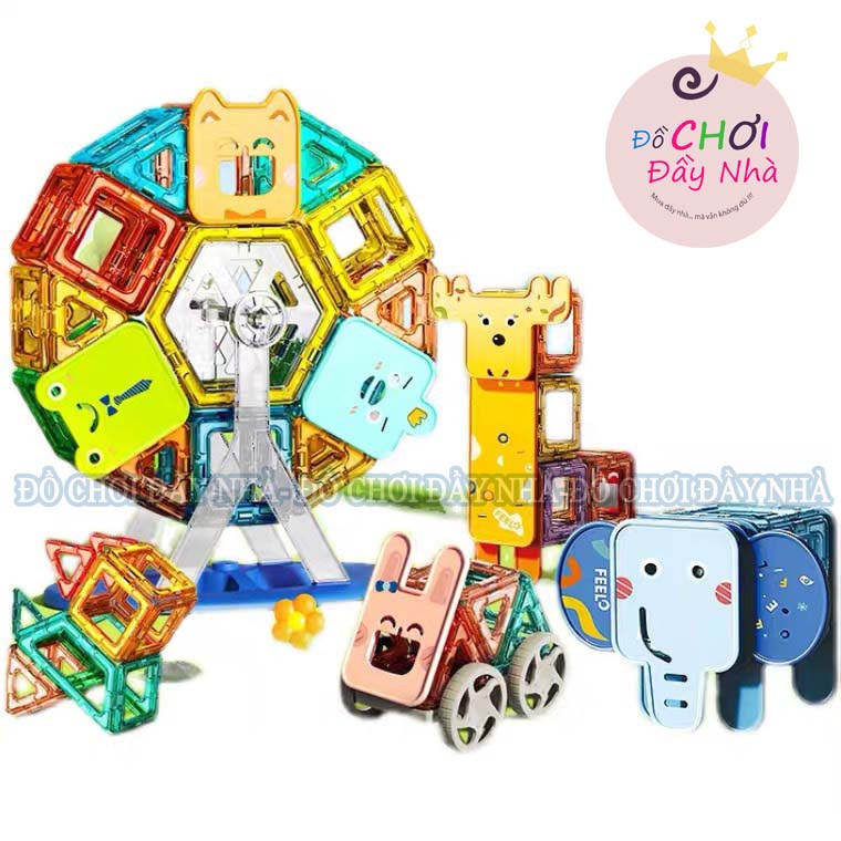 Ghép hình nam châm, lắp ghép nam châm ma thuật , hộp nhựa 30 pcs, 70 pcs, 100 pcs - Đồ chơi đầy nhà