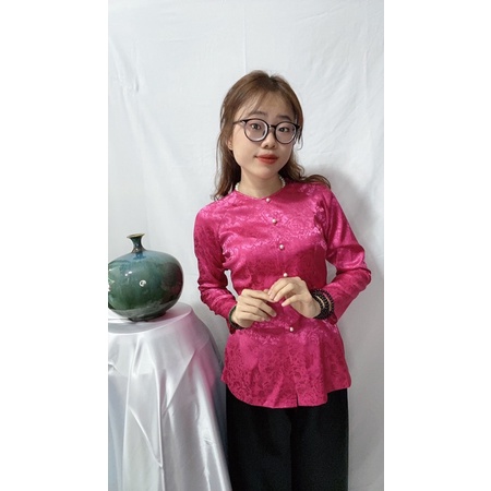 Áo bà ba truyền thống cổ tròn tay dài vải gấm cao cấp,  # set bà ba miền tây,  #bà ba gấm lụa- có bán áo lẻ