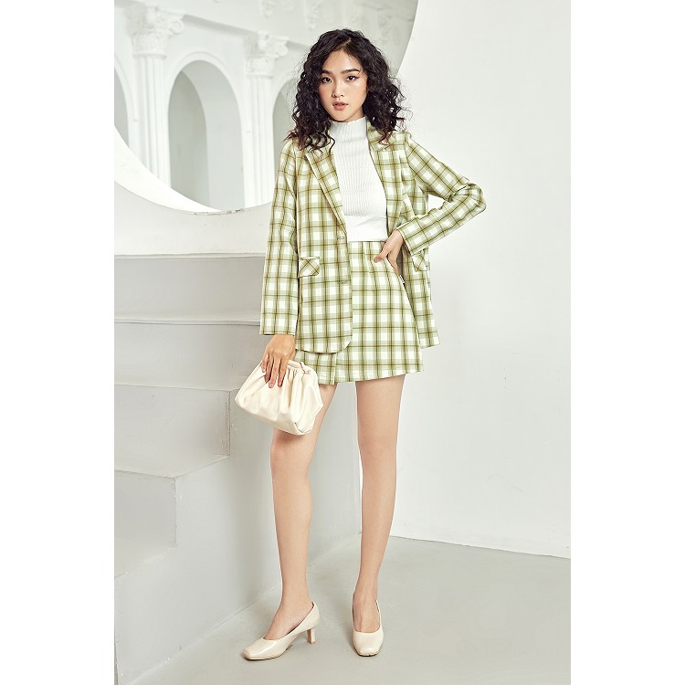 [Mã FAMALLT5 giảm 15% đơn 150k] Áo vest blazer nữ dài tay vạt tròn kẻ caro VDW0402 - 92WEAR | BigBuy360 - bigbuy360.vn