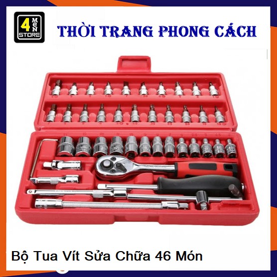 Bộ Đồ Nghề Sửa Chữa 46 món -  Bộ Dụng Cụ Sửa Chữa Ô Tô Và Xe Máy Gồm 45 Dụng Cụ Và 1 Hộp Đựng Tiện Lợi ⚡