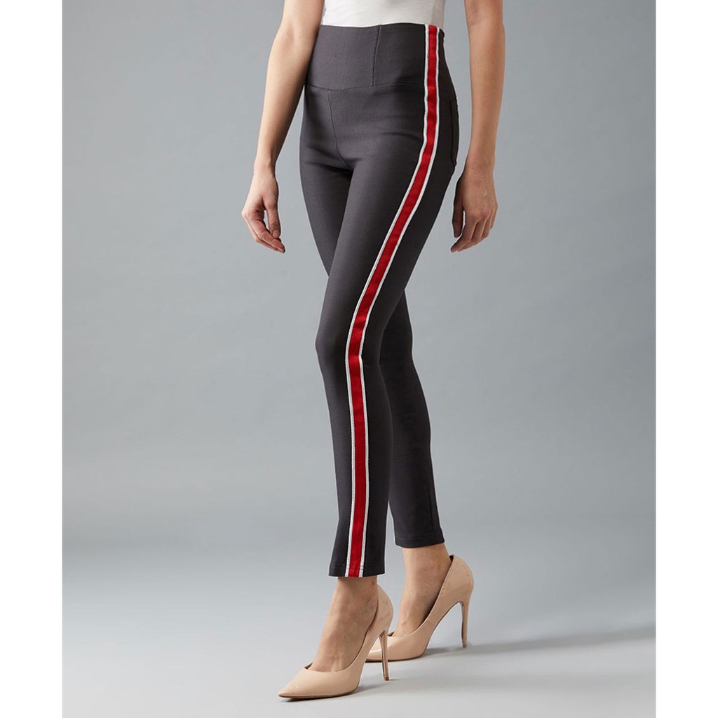 Quần Legging Nữ Bosimaz MS232 dài túi sau màu xám sọc đỏ cao cấp, thun co giãn 4 chiều, vải đẹp dày, thoáng mát.