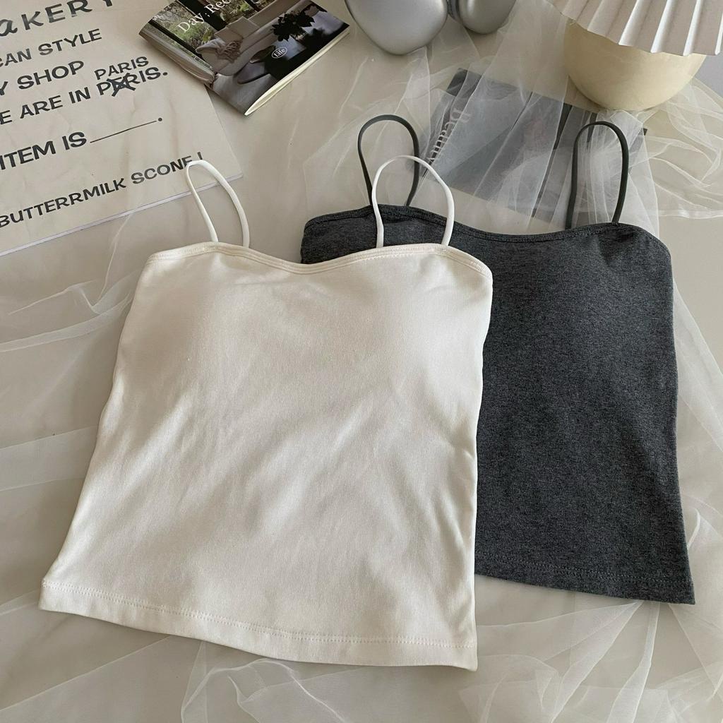 Cocory vn Áo Hai Dây Có Mút Đệm Ngực Thời Trang Mùa Hè Phong Cách Hàn Quốc Cho Nữ