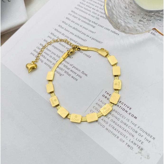 Dây Chuyền Hoặc Lắc Tay Sợi Mì Dẹt Nhiều Hình Vuông Khắc Chữ Love Titan Ko Đen TT 4368