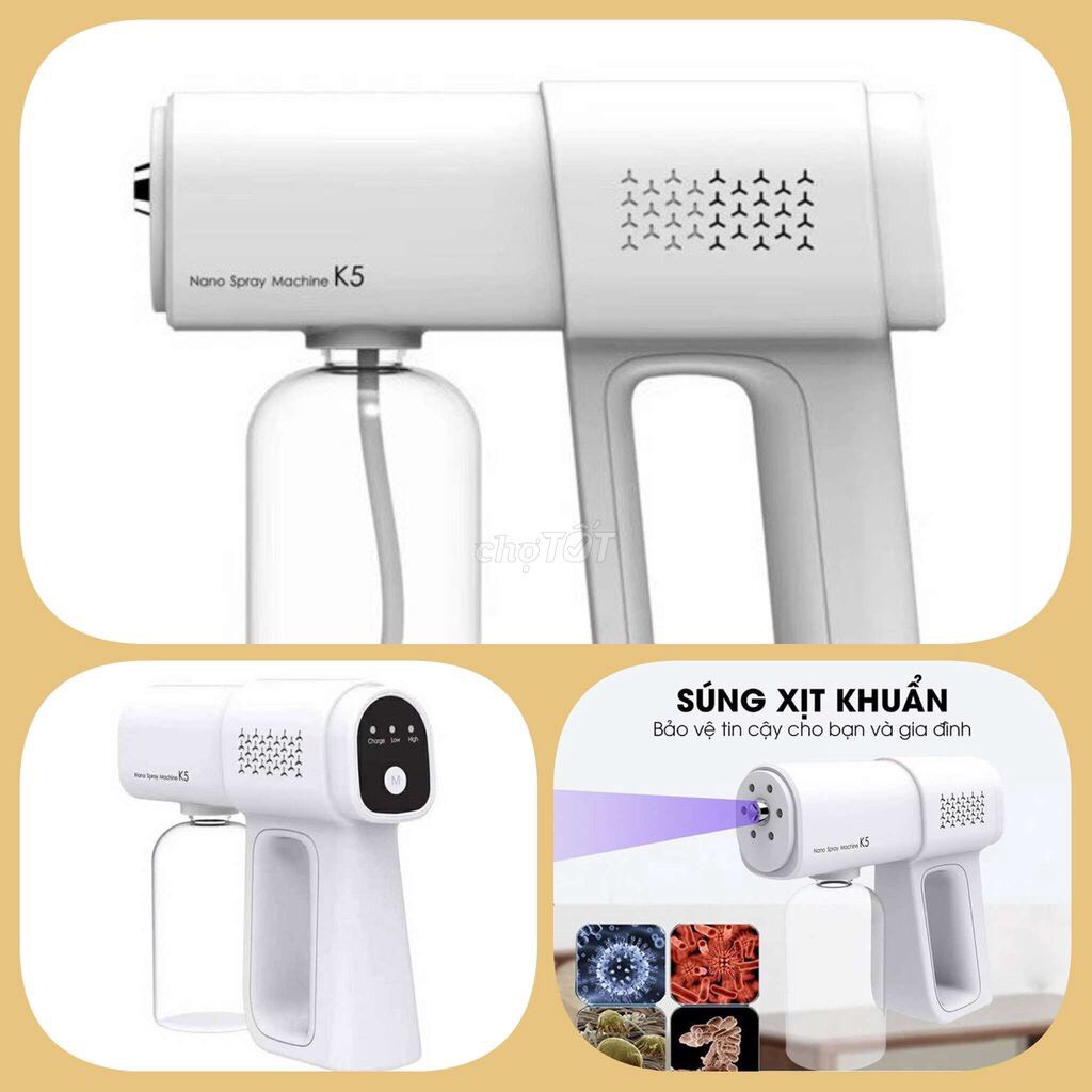 Súng khử khuẩn phun xịt khử sát trùng NaNo K5 hàng chuẩn in laser mắt UV