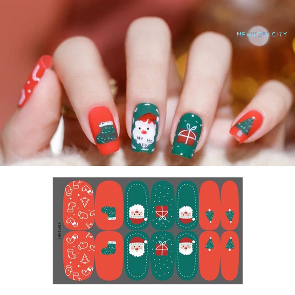 Miếng Dán Trang Trí Móng Tay Tự Dính Lâu Trôi Họa Tiết Giáng Sinh