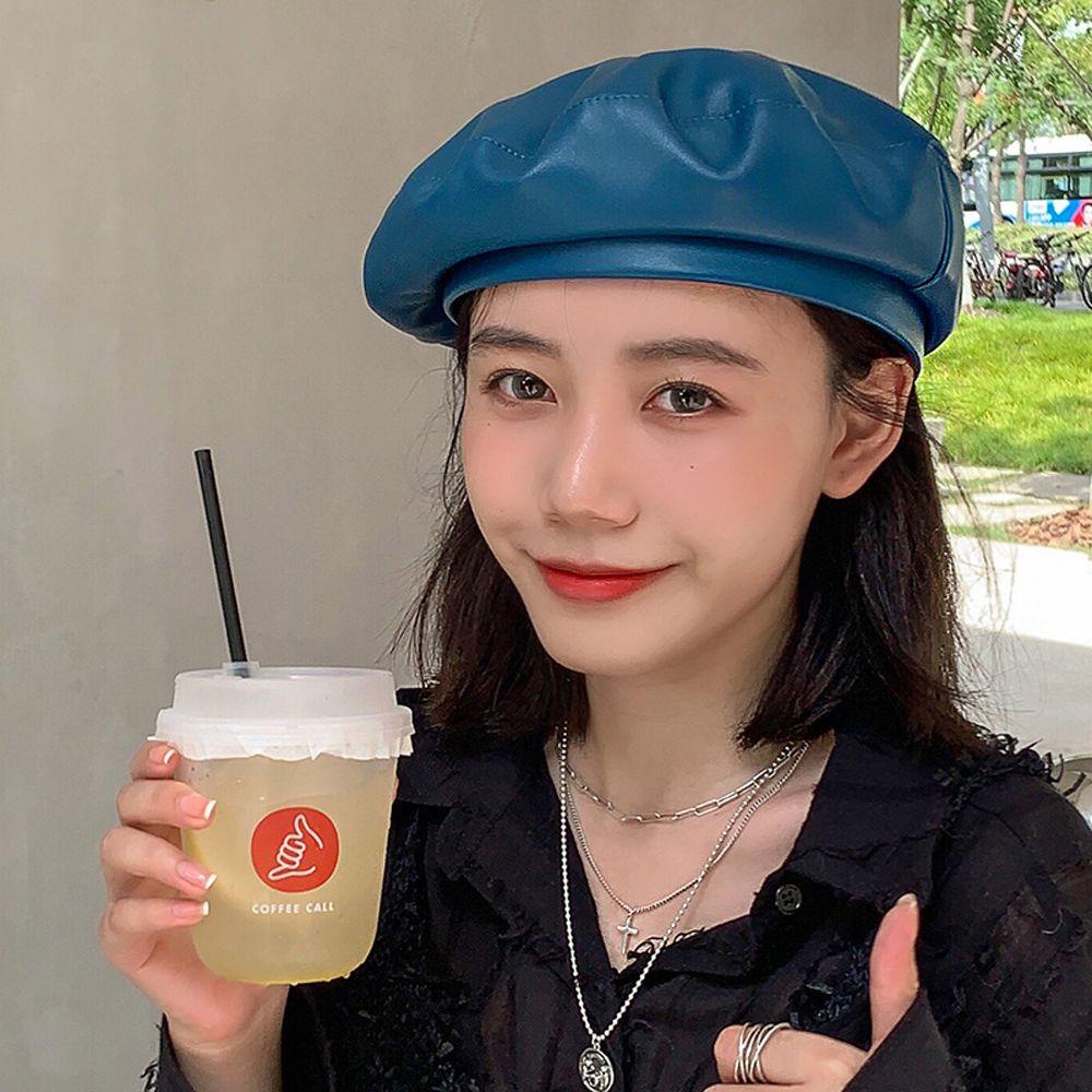 Mũ Da PU Họa Sĩ Phong Cách Hàn Quốc Thời Trang Cho Nữ