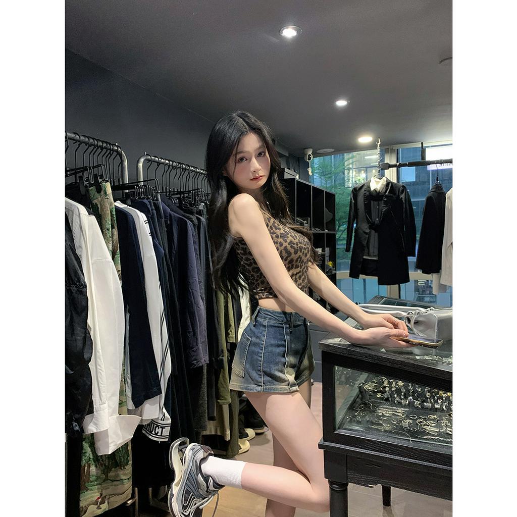 「 WELOVE1 」Quần Short Denim Lưng Cao Dáng Ôm Phong Cách Retro Mỹ Thời Trang Thường Ngày Dành Cho Bạn Gái