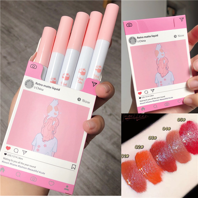 [Hàng mới về] Set 5 Thỏi Son Kem Muge Leen Tông Lì Dưỡng Ẩm Lâu Trôi | BigBuy360 - bigbuy360.vn