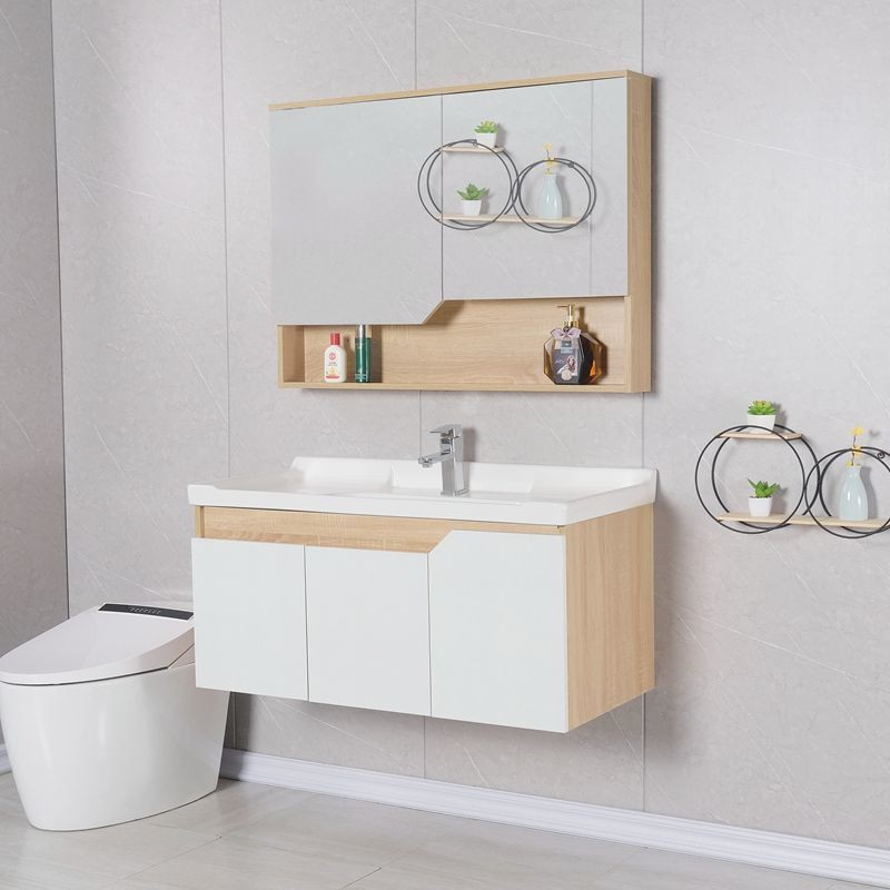 Hiện đại và đơn giản Bắc Âu log trắng không sơn tủ phòng tắm âm tường chậu rửa kết hợp | BigBuy360 - bigbuy360.vn