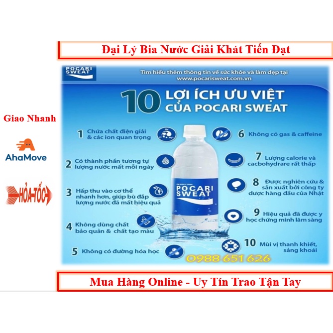 Lốc 6 chai nước khoáng i-on Pocari Sweat 500ml và 3 chai 900ml