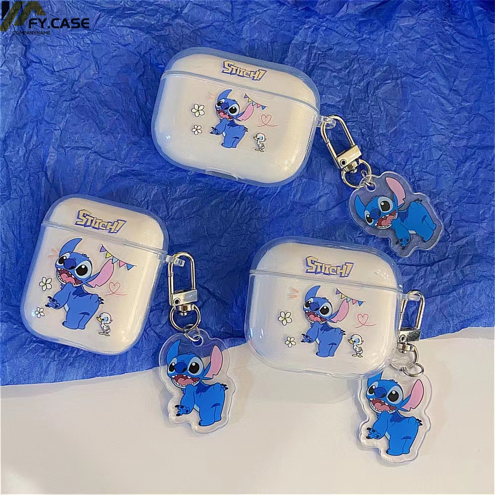 Vỏ Bảo Vệ Hộp Sạc Tai Nghe Airpod 1 2 3 Pro Bằng Silicon Chống Sốc Hình Stitch Dễ Thương