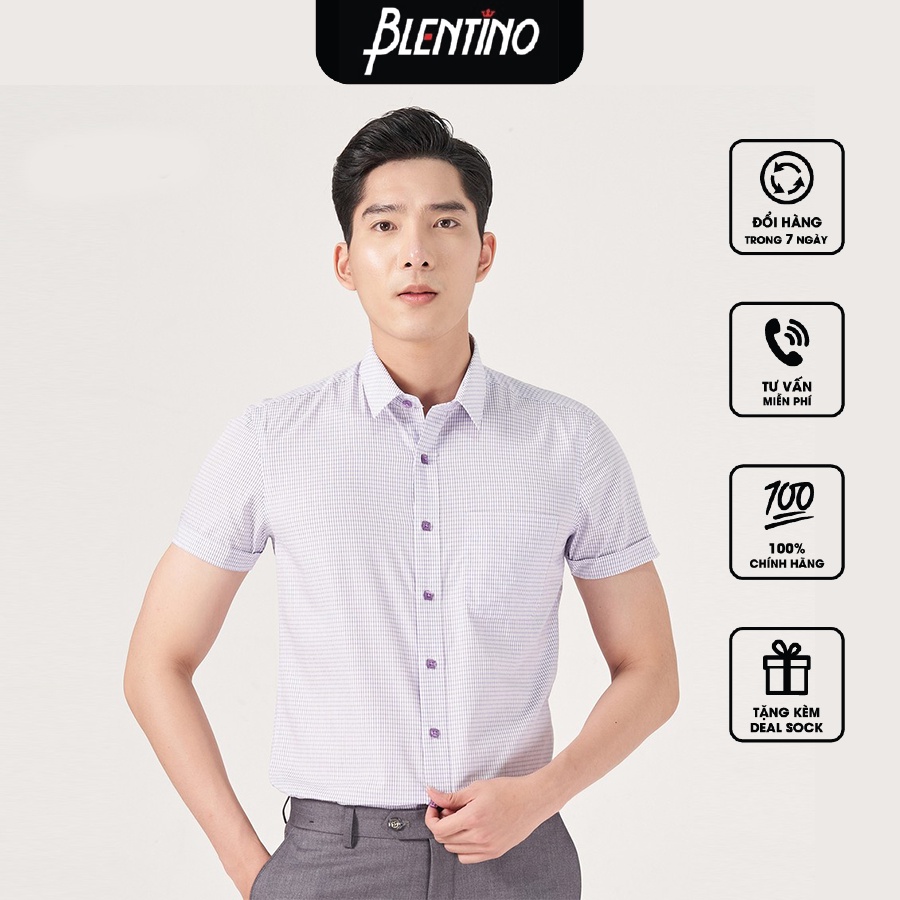Áo sơ mi cộc ta Blentino chất liệu cotton BCV06