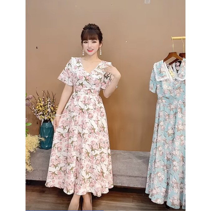 [Mã SKAMA06 giảm 8% tối đa 50K đơn 250K] Monoco-Váy hoa cổ tim mí ren- 8690 | BigBuy360 - bigbuy360.vn
