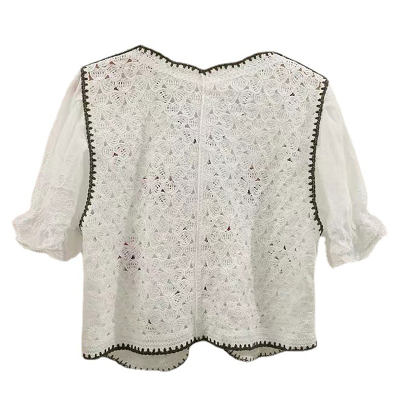 Áo Cardigan Ngắn Tay Cổ Chữ V Thêu Hoa Thời Trang Cho Nữ