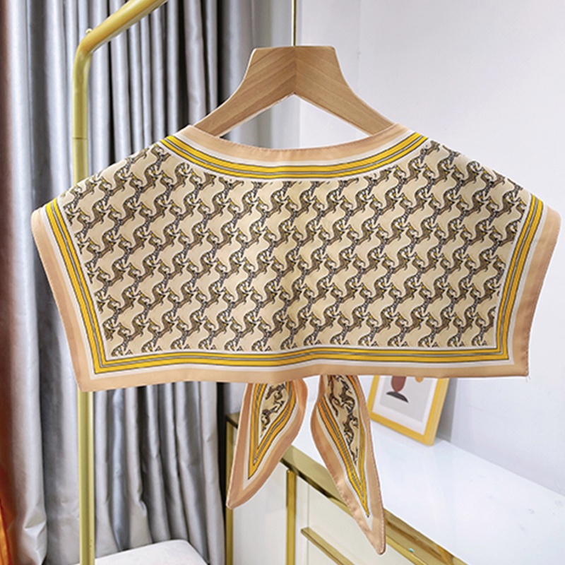 Khăn Choàng Cổ Giả Lụa In Họa Tiết Hình Học Nhiều Màu Sắc Có Thể Tháo Rời Phong Cách Hàn Quốc Thời Trang