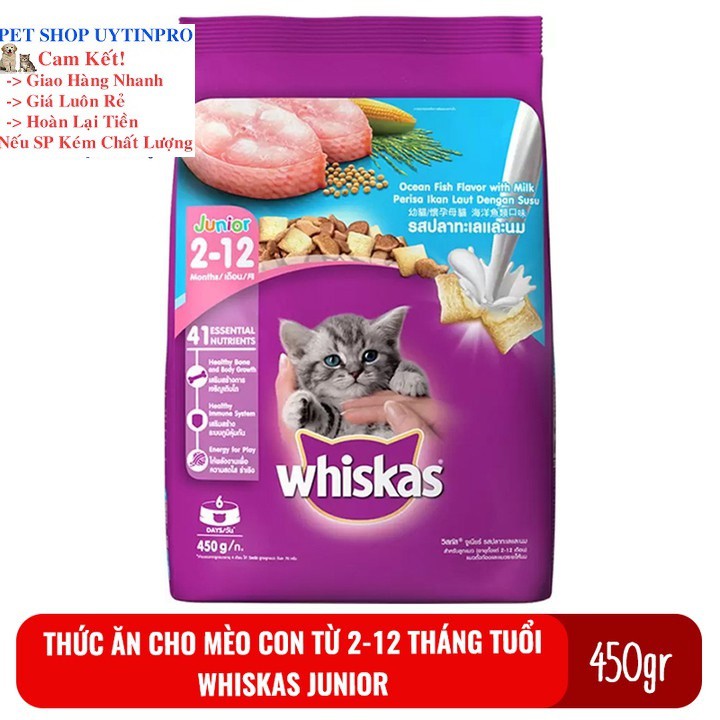 THỨC ĂN CHO MÈO Con Whiskas Dạng Viên Vị Cá Biển Túi 450g Xuất Xứ Thái Lan
