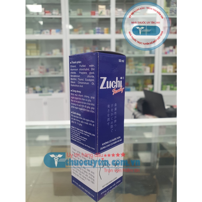 Xịt khử mùi Zuchi Family 50ml khử mùi hôi chân, giày - Hàng nhà thuốc chuẩn