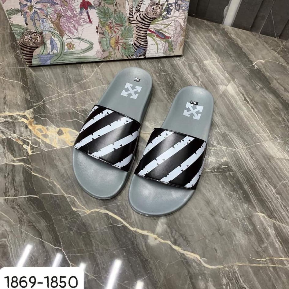 🔥HÀNG CAO CẤP🔥Dép off white, dép lê nam quai ngang sọc chéo đen trắng mẫu mới 2022