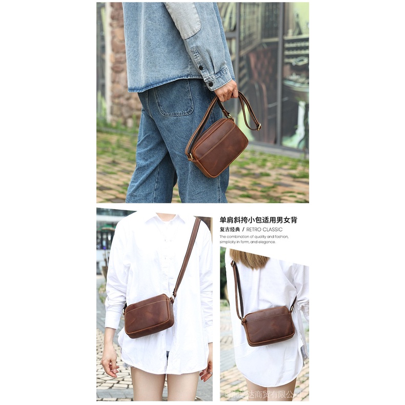 Túi Da Đeo Chéo Phong Cách Retro Thời Trang Cho Nam