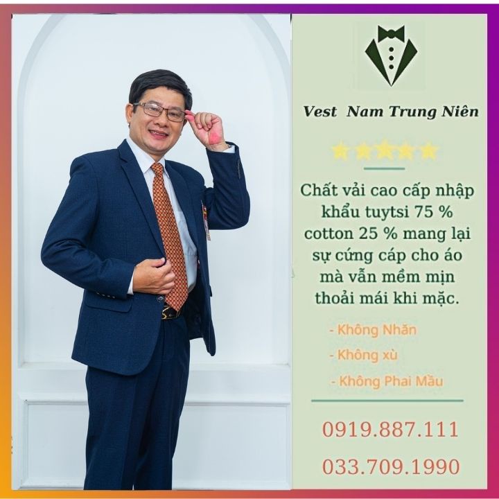 Bộ Vest Hồng Ngọc Trung Niên, Comple Nam Cao Cấp Chất Liệu Nhập Khẩu