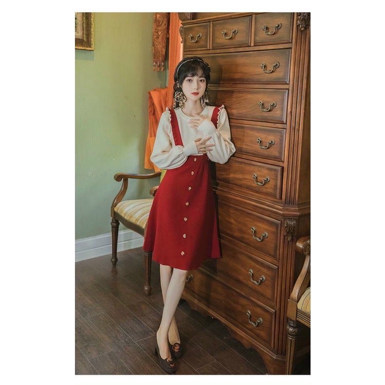 Đầm len giả yếm nữ đẹp chất len co dãn mềm mại xinh xắn, hàng may kỹ, đẹp | BigBuy360 - bigbuy360.vn