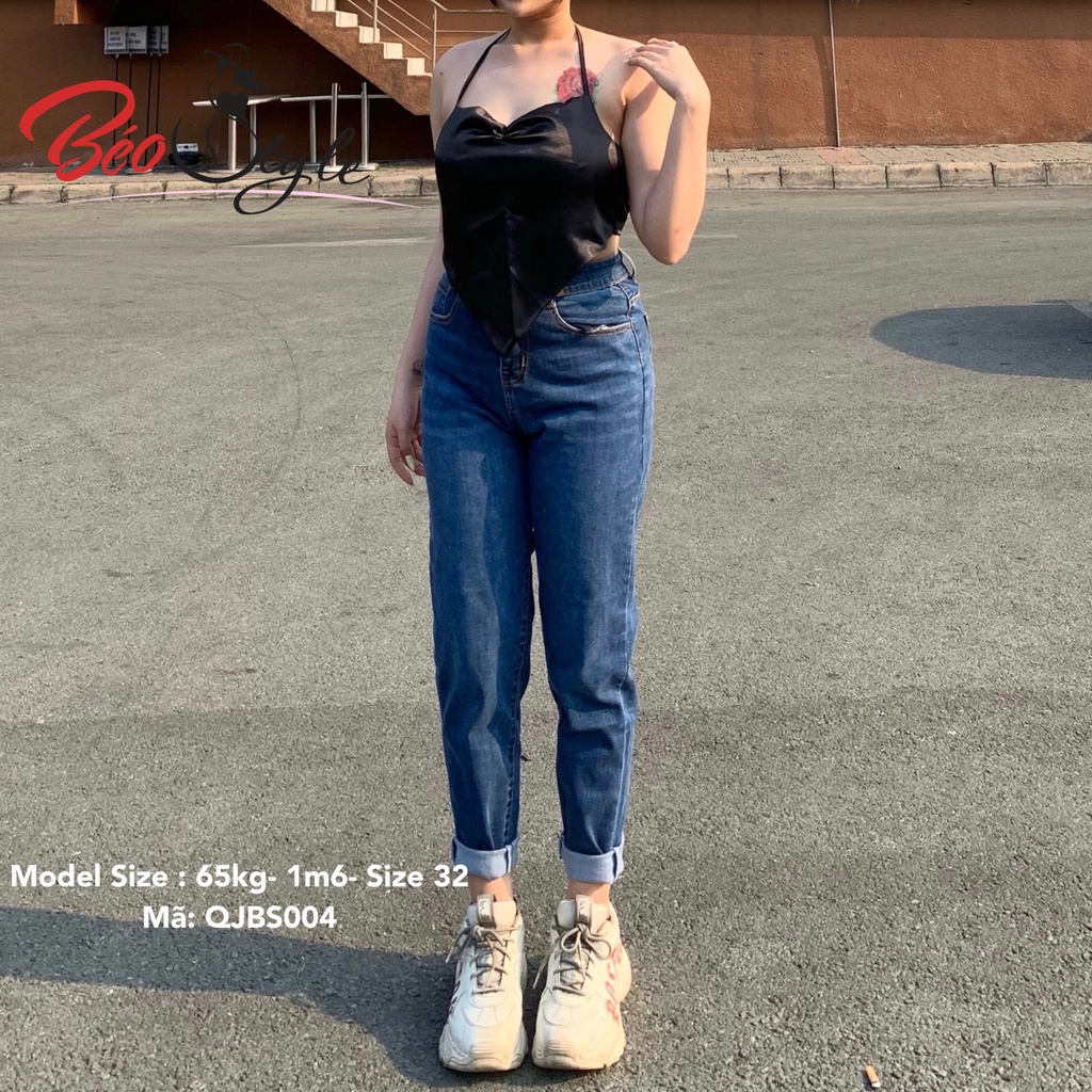Quần Jean Baggy nữ lưng cao co giãn tốt Bigsize QJBS004 Dành cho các nàng mũm mĩm từ 55-90kg | BigBuy360 - bigbuy360.vn