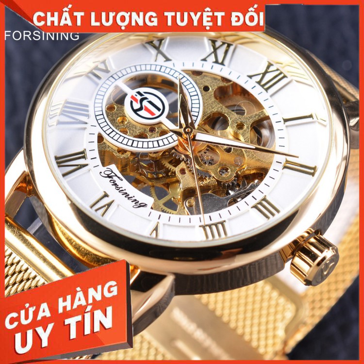 HÀNG CAO CẤP -  Đồng Hồ Cơ Nam Lộ Máy Chính Hãng Forsining Dây Kim Loại Đẹp Cao Cấp Giá Rẻ  - Hàng Cao Cấp