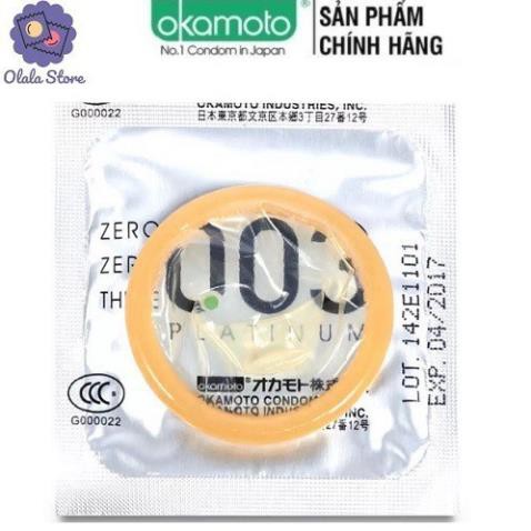 Bao Cao Su Okamoto Platinum 003 [CHÍNH HÃNG] , Nhật Bản, Hộp 3 cái, Siêu mỏng mềm mại bó sát tăng khoái cảm