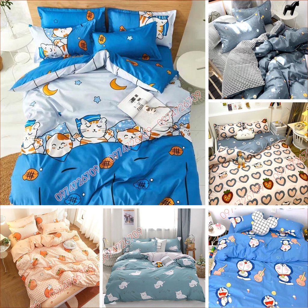 Ga Trải Giường Poly Cotton/ Ga Chun Poly Mềm Mát Dễ Thương Màu Sắc Nét