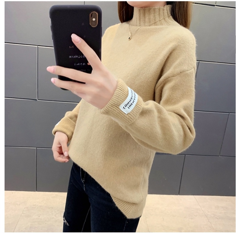 Áo len SUXI dài tay cổ cao dáng rộng thiết kế mới thời trang mùa thu dành cho nữ