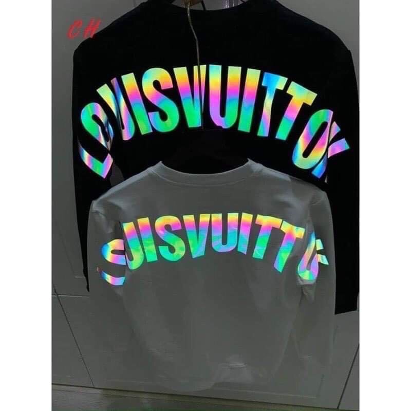 Áo thun dài tay sweater phản quang 7 màu in chữ lưng luôn vui tươi