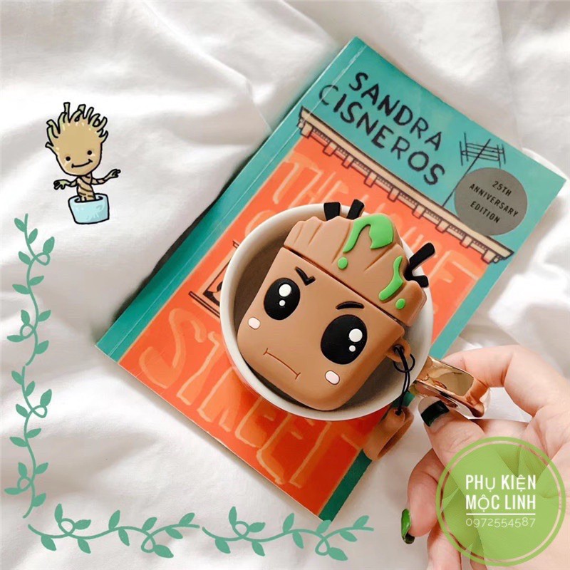 ☘️Tặng kèm móc treo☘️Case Airpod 1 2- Vỏ bao bọc Baby Groot Cover đựng tai nghe không dây Airpods Avengers