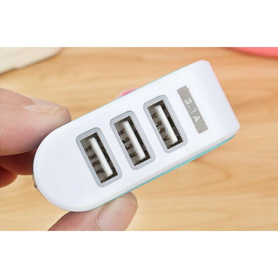 [ĐƯỢC CHỌN MÀU] Cóc Sạc Điện Thoại Nhanh 3 Cổng 3A Thông Minh Siêu Rẻ Nhỏ Gọn Tiện Lợi