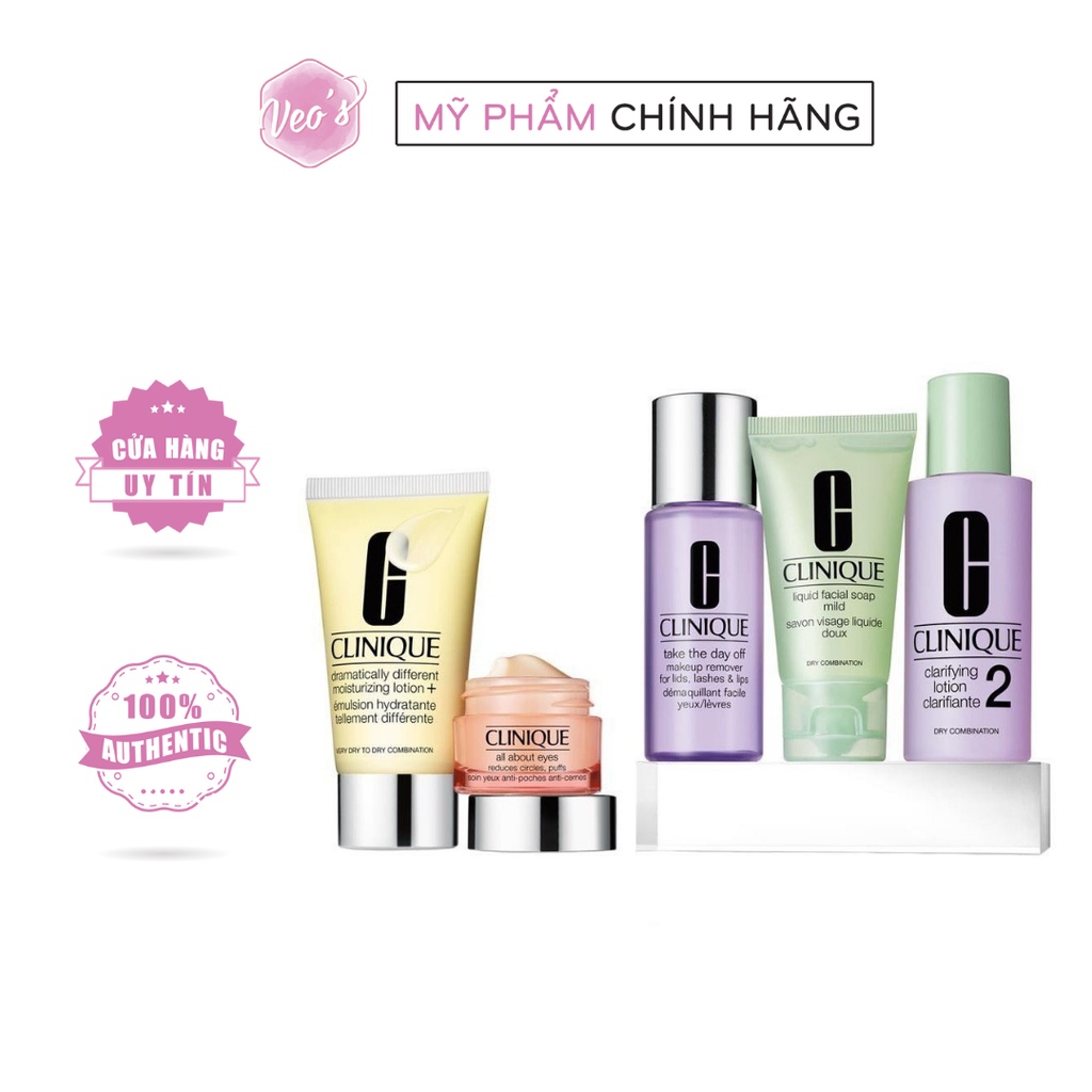 [Duty-free] Bộ sản phẩm dưỡng ẩm cho da Clinique Daily Essentials Dry Combination Skin Set